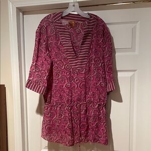 Tory Burch Pink Paisley 3/4 sleeve tunic